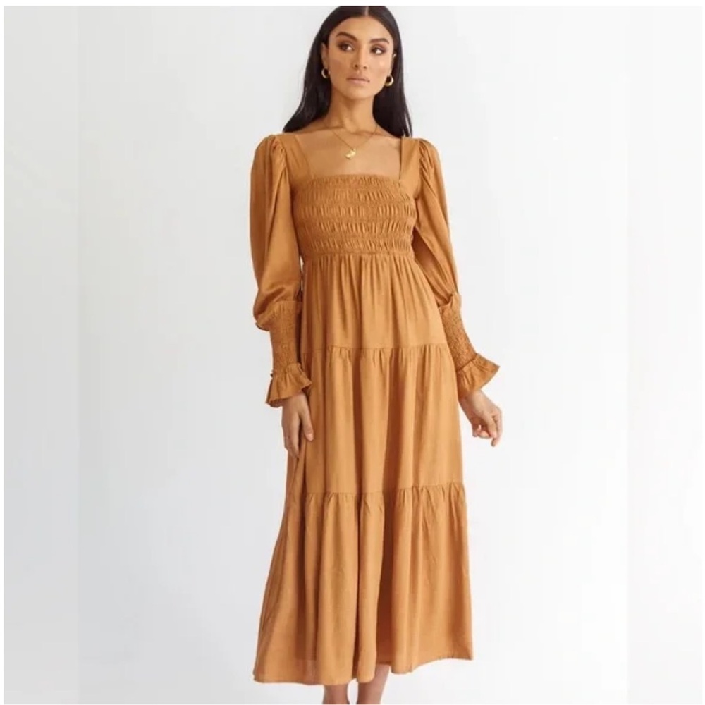 Girl And The Sun / Free People Bambi maxi dress size Large Linen NWT